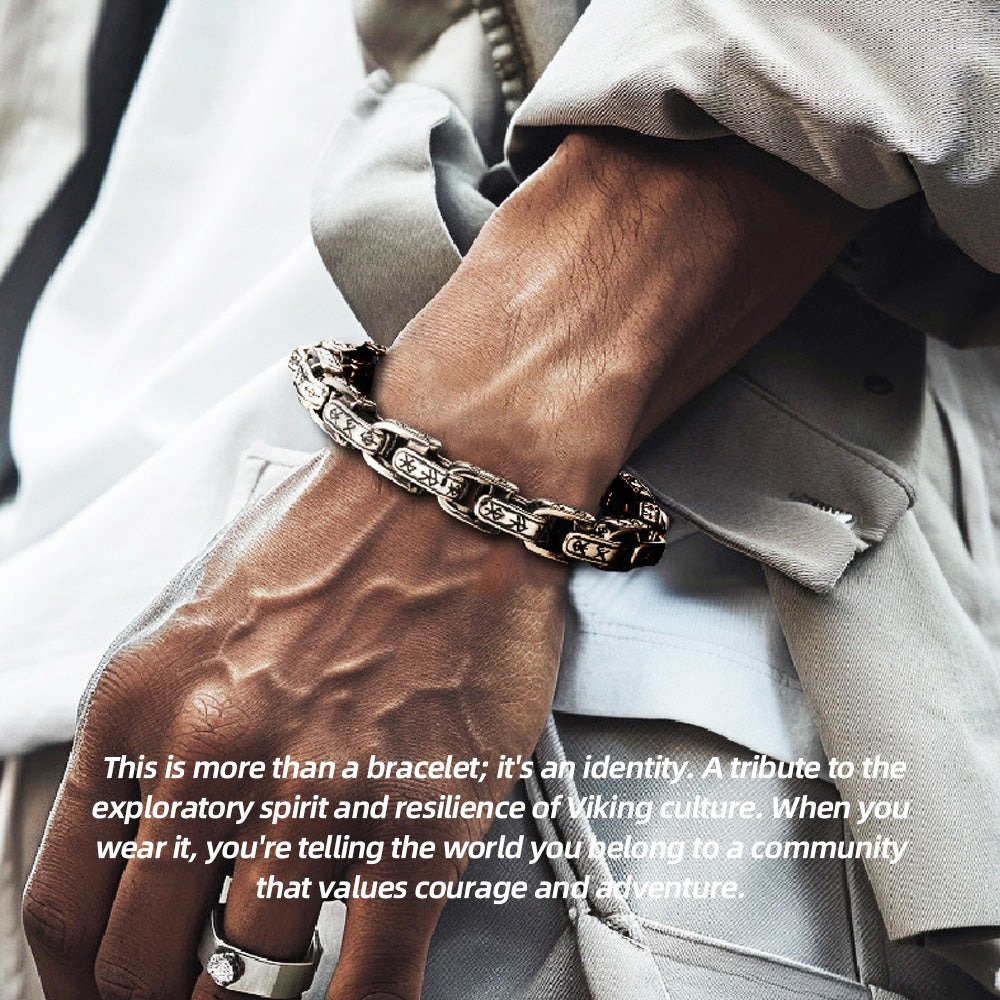 Channel Your Inner Viking! Mysterious Rune Forged Steel Bracelet