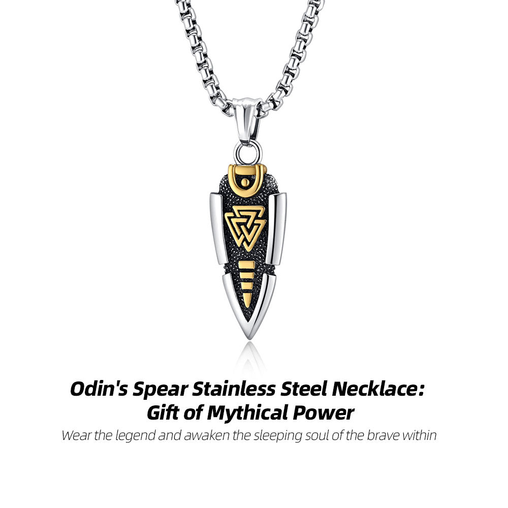 Odin's Spear Stainless Steel Necklace: Badge of the Brave's Journey