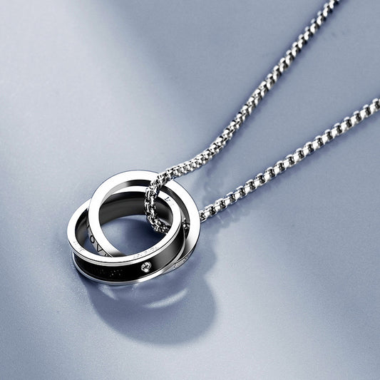 Engraved Eternal Love Necklace - Connected Stainless Steel Rings