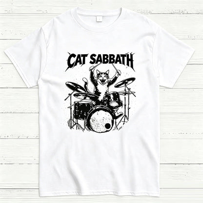Cat Sabbath Funny Cat Drummer T-Shirt