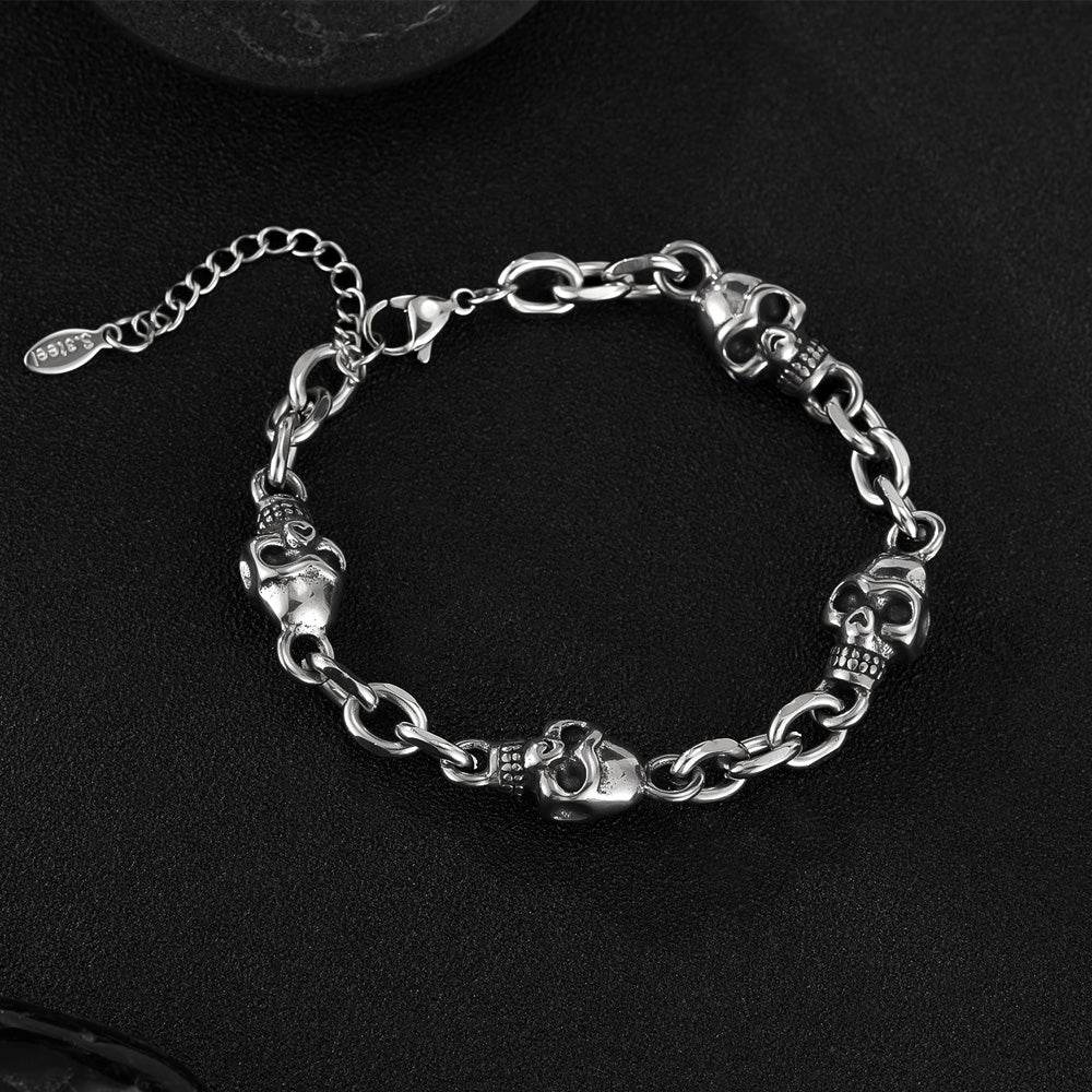 Stainless Steel Skull Bracelet |  Gothic Aesthetic—Perfect for Style Rebels