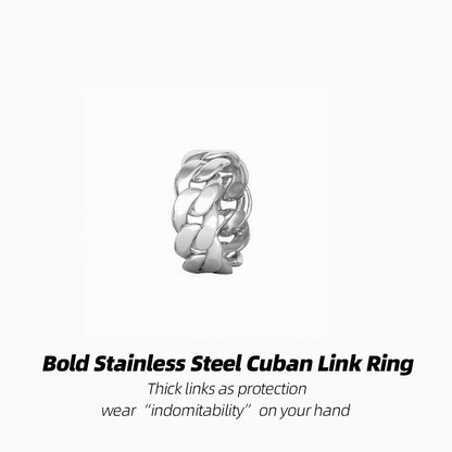 Wide-Link Stainless Steel Cuban Statement Ring | Wear it, instantly max out street charm