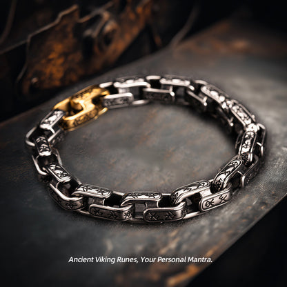 Channel Your Inner Viking! Mysterious Rune Forged Steel Bracelet