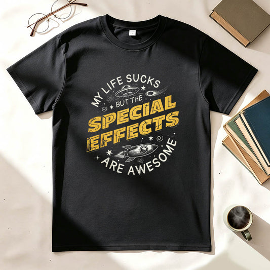 My Life Sucks But The Special Effects Are Awesome Funny Dark Humor T-Shirt
