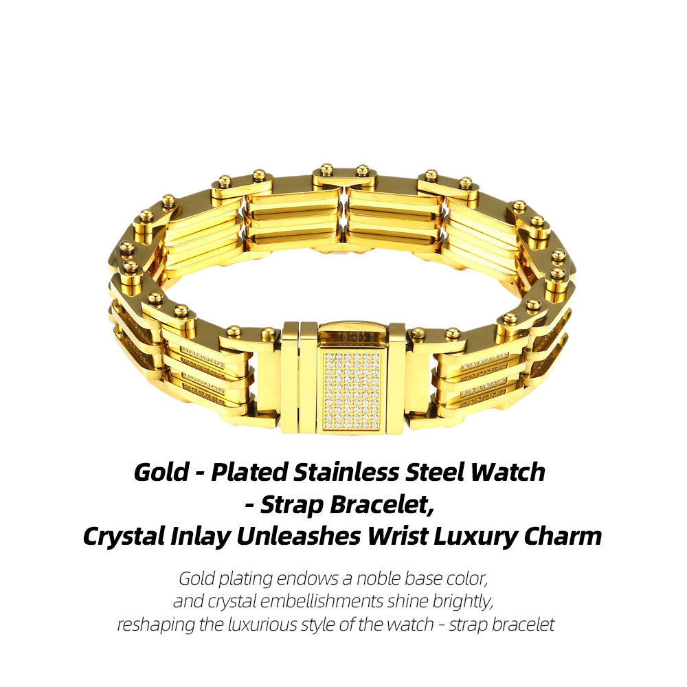 Stainless Steel Watch - Strap Bracelet | Crystal Inlay Lights Up Wrist Shine