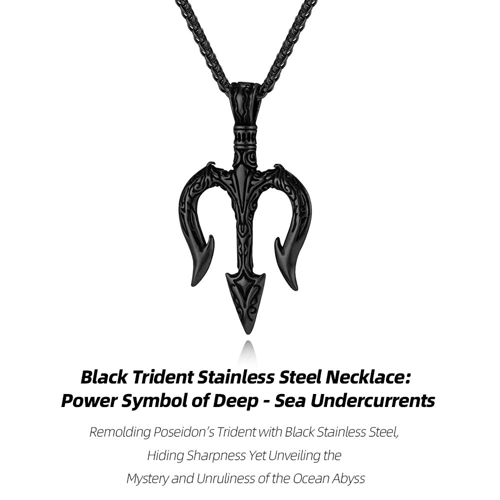 Poseidon's Trident Stainless Steel Necklace: Metal Symbol of Oceanic Power
