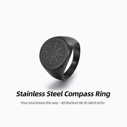 Stainless Steel Compass Ring | Let Your Courage Know the Direction
