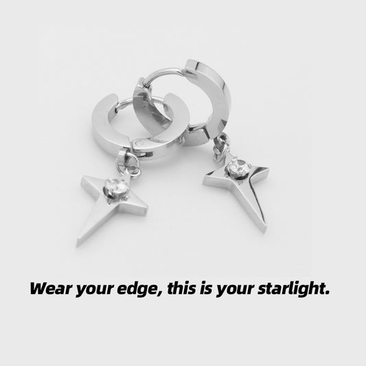 Starlight for the Bold: Stainless Steel Zircon Earrings