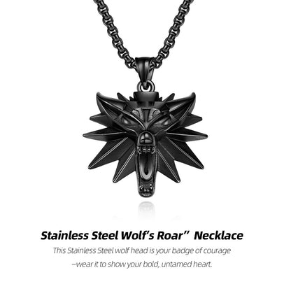 Stainless Steel Wolf’s Roar” Necklace—roar against conformity, wear your wild soul.