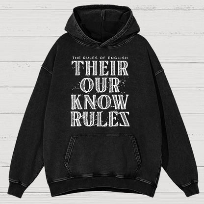 Their Our Know Rules Vintage Distressed Hoodie