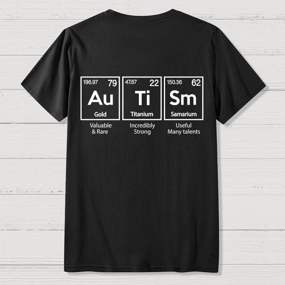 Autism Awareness Elements Periodic Back Printing Geek T-Shirt