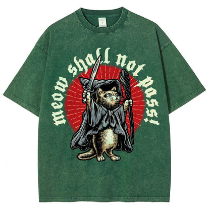 Meow Shall Not Pass Vintage Distressed T-shirt