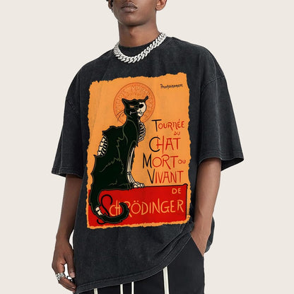 Le chat noir de Schrödinger Vintage Distressed T-shirt