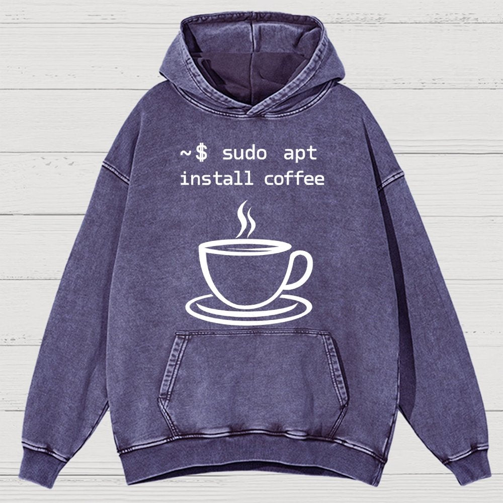 Sudo Apt-Get Install Coffee Vintage Distressed Hoodie
