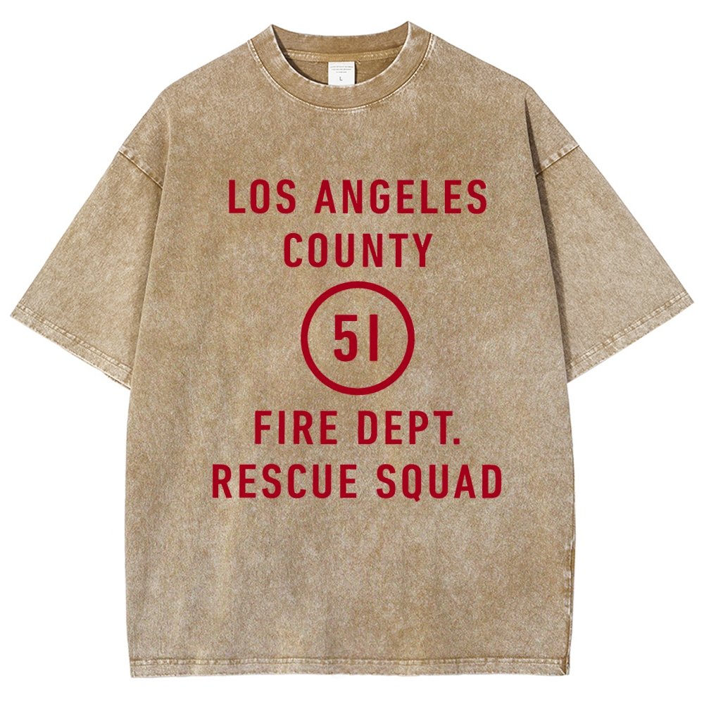 Emergency - Los Angeles County Fire Dept. Squad 51 Vintage Distressed T-shirt