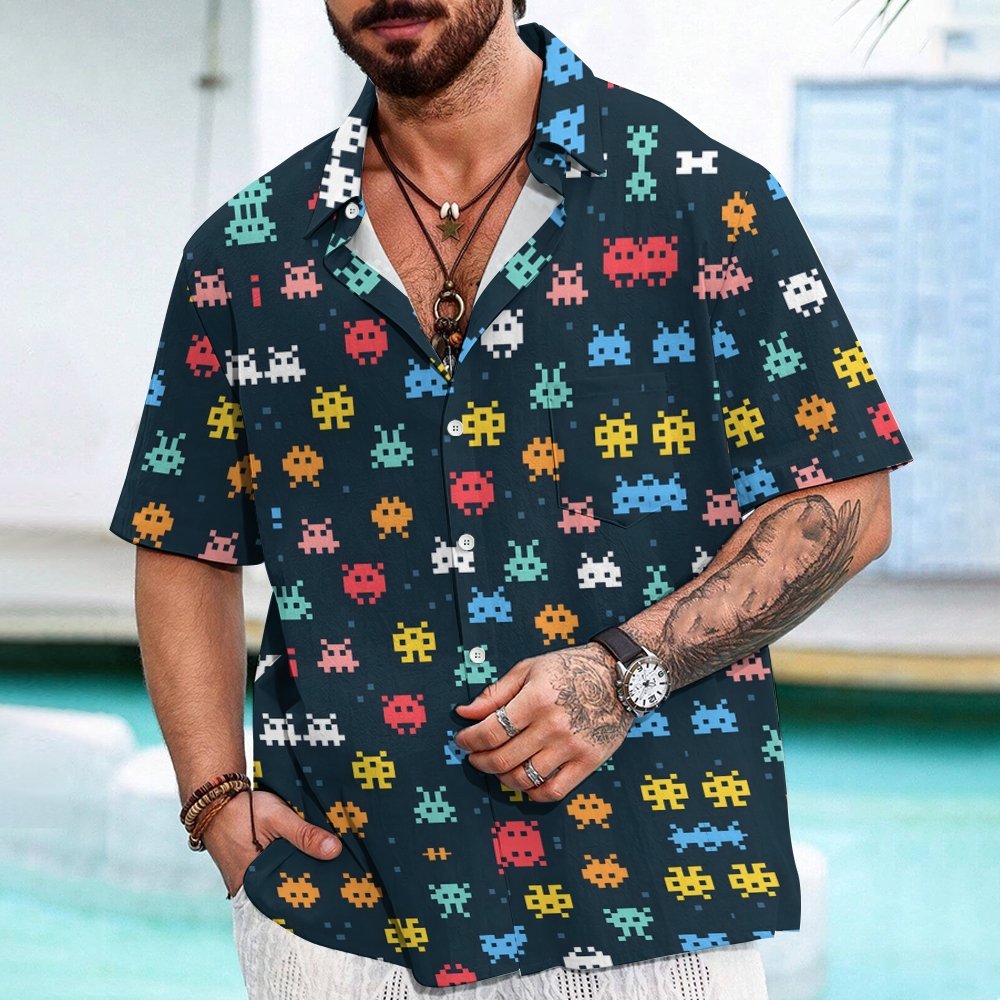 Retro Gaming Graffiti Art Print Geek Hawaiian Shirt