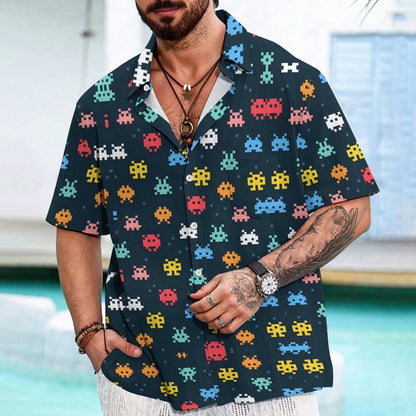 Retro Gaming Graffiti Art Print Geek Hawaiian Shirt