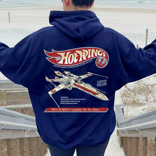 Hot Wings Rebel Printed Back Unisex Cotton Hoodie