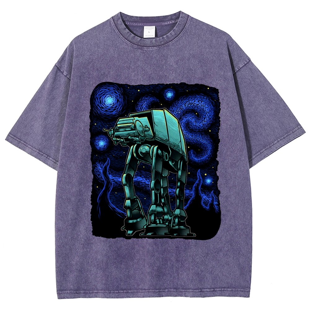 Armored Tank Starry Night Vintage Distressed T-shirt