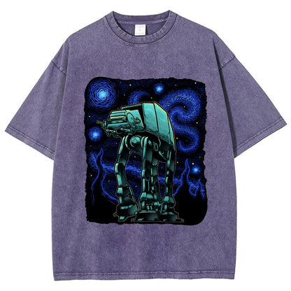 Armored Tank Starry Night Vintage Distressed T-shirt