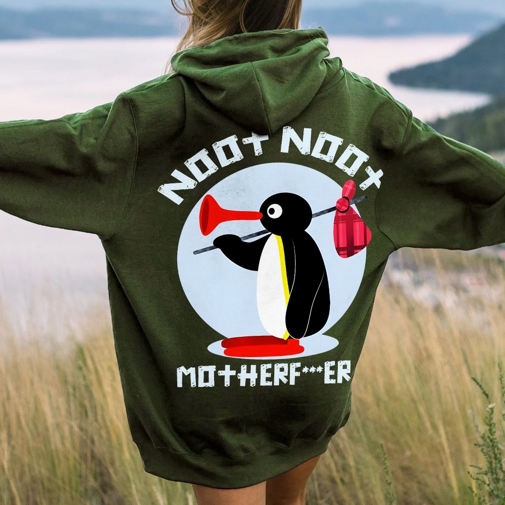 NOOT NOOT MOTHERF***ERS Printed Back Unisex Cotton Hoodie