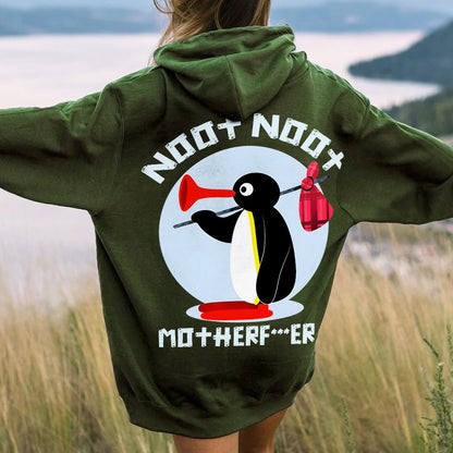 NOOT NOOT MOTHERF***ERS Printed Back Unisex Cotton Hoodie