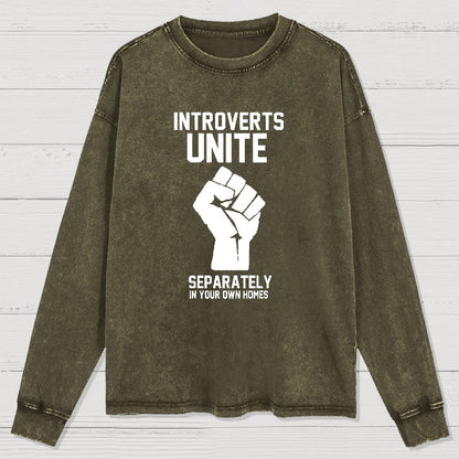 Introverts Unite Geek Washed Long Sleeve Tee