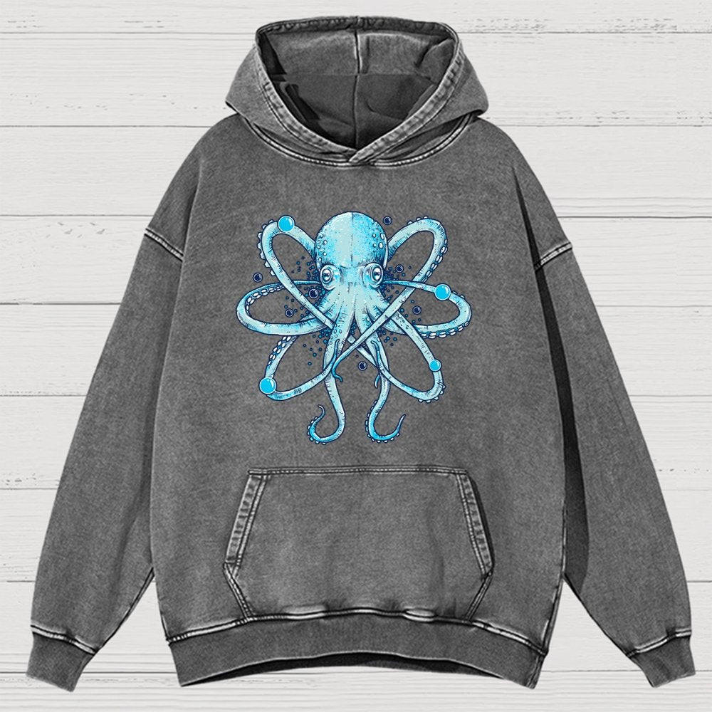 Atomic Octopus Vintage Distressed Hoodie