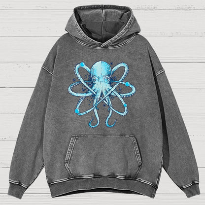 Atomic Octopus Vintage Distressed Hoodie