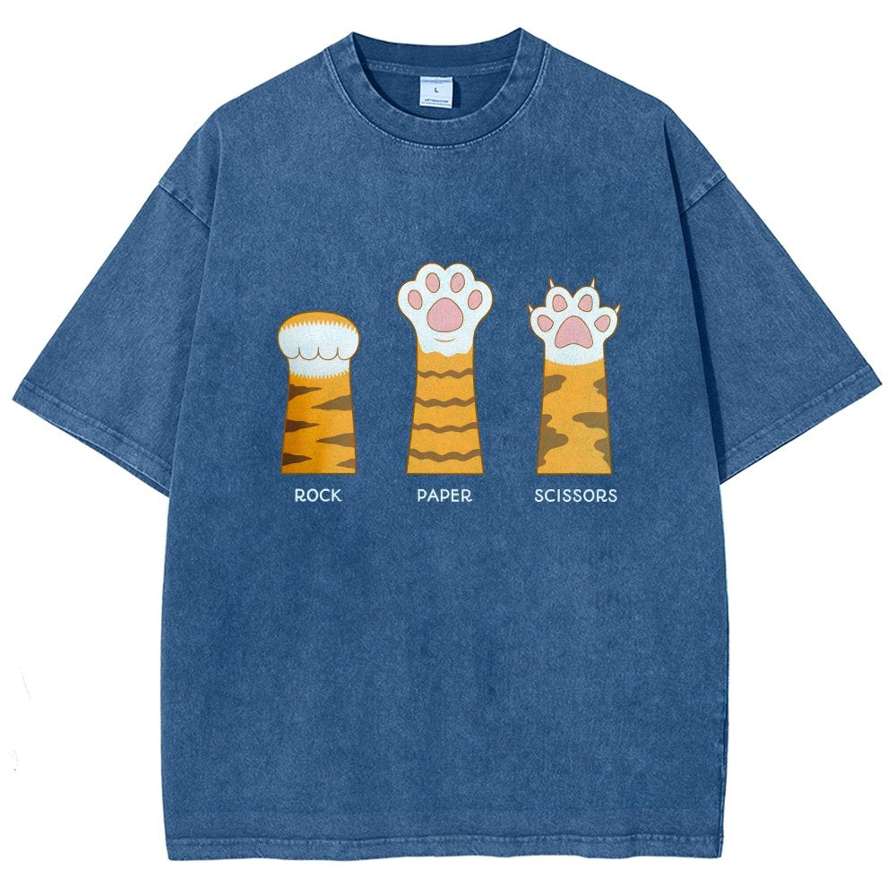 Rock Paper Scissors Purrfect Vintage Distressed T-shirt