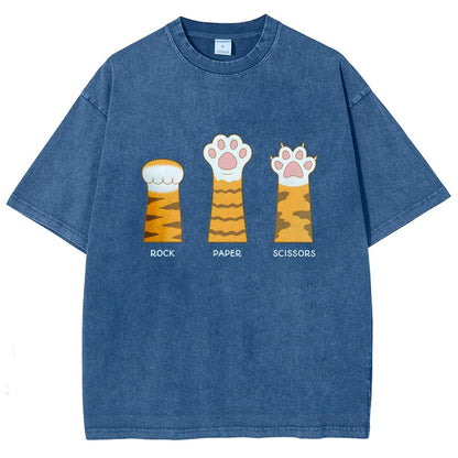 Rock Paper Scissors Purrfect Vintage Distressed T-shirt