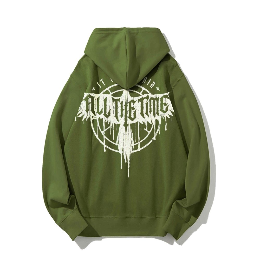 It Can't Rain All The Time Nerd Printed Back Cotton Hoodie