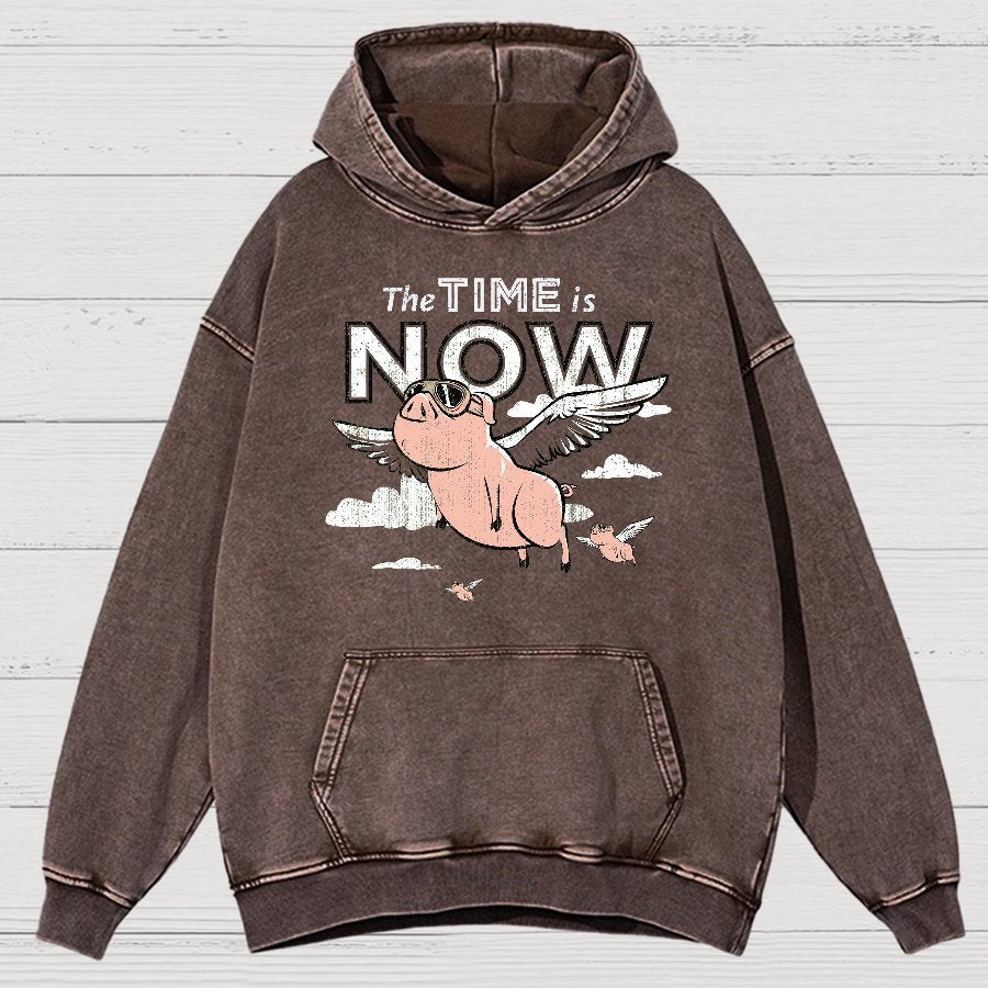 The Time Is Now Vintage Distressed Hoodie