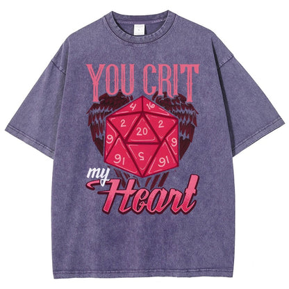 You Crit My Heart Fun Board Game Valentine's Day Nerd Vintage Distressed T-shirt