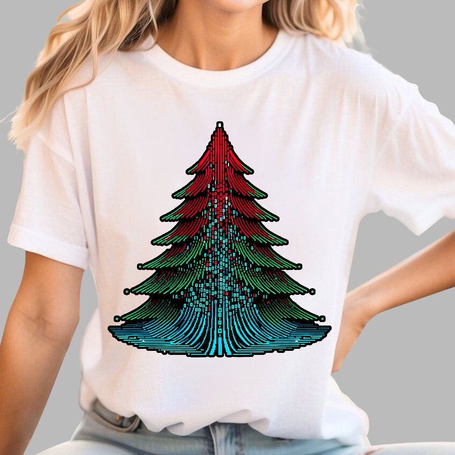 Binary Christmas Tree Geek T-Shirt