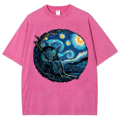 Starry Wizard Vintage Distressed T-shirt