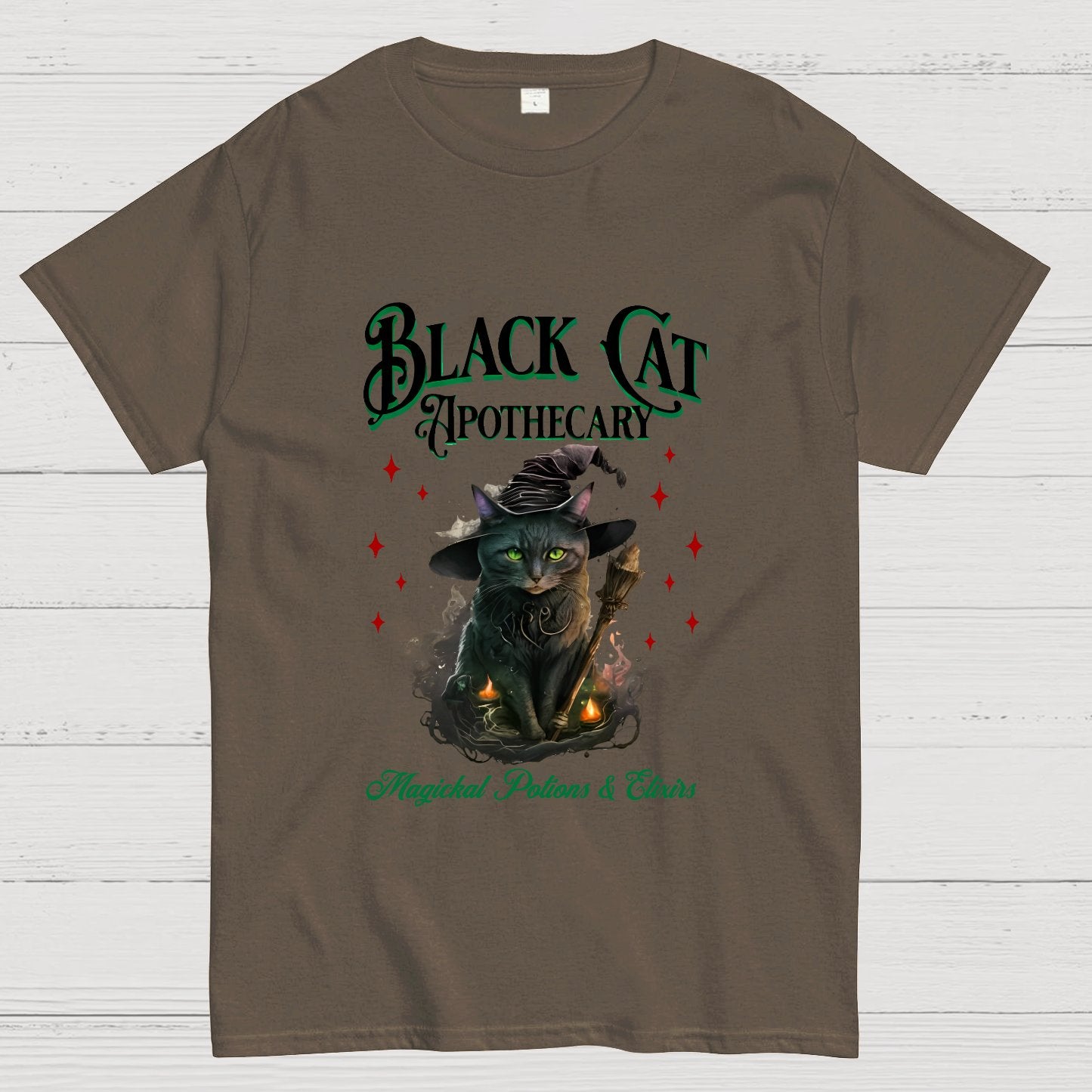Black Cat Apothecary Halloween Geeky T-Shirt