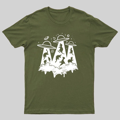 Dinosaur Alien Abduction Unisex Adult Geeky T-Shirt