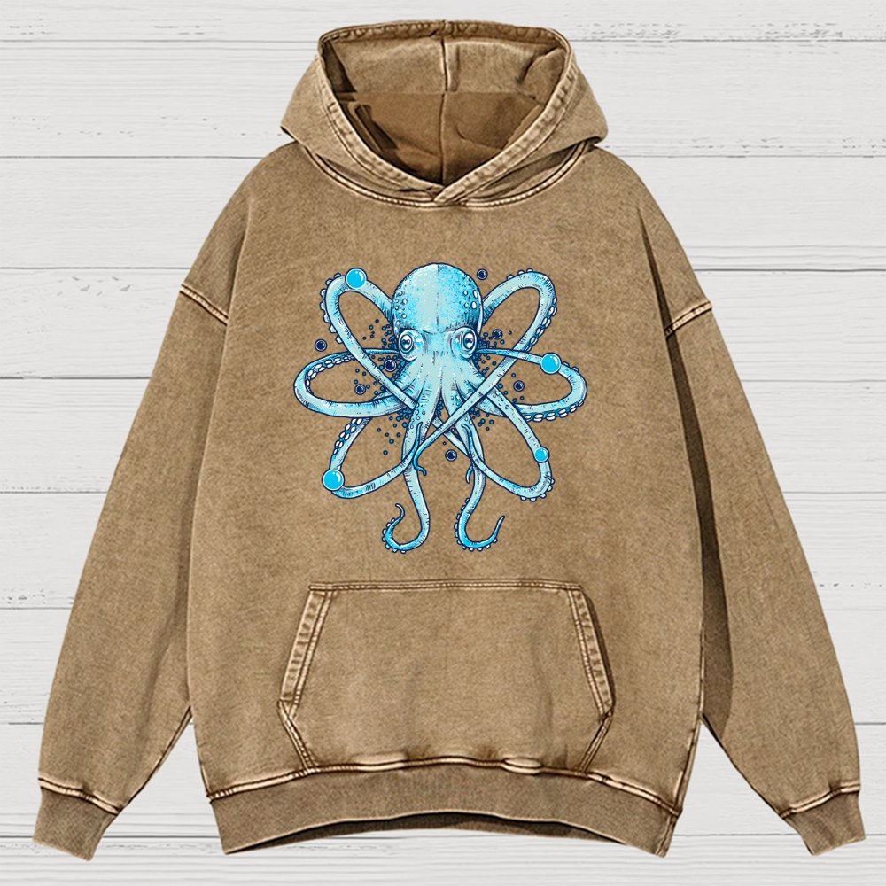 Atomic Octopus Vintage Distressed Hoodie