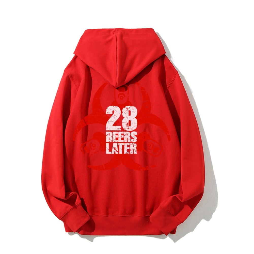 28 beers later Printed Back Unisex Cotton Hoodie