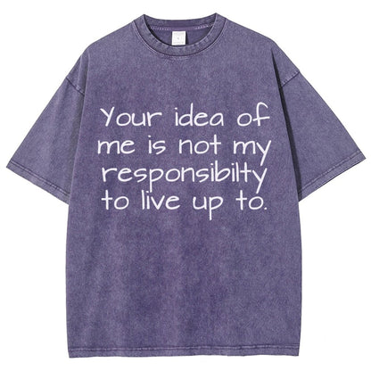 Your Idea Of Me Is Not My Resposibility To Live Up To Vintage Distressed T-shirt