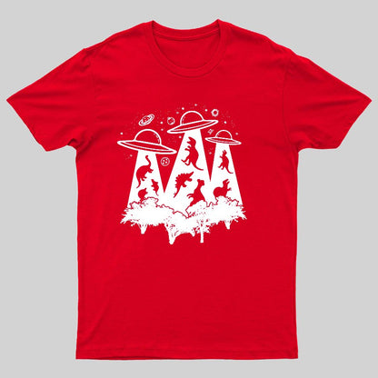 Dinosaur Alien Abduction Unisex Adult Geeky T-Shirt