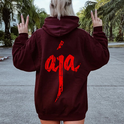 Aja Printed Back Unisex Cotton Hoodie