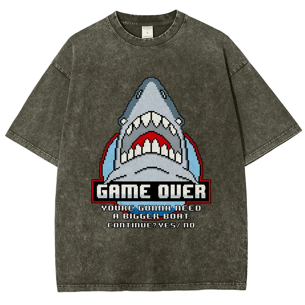 Game Over Shark Vintage Distressed T-shirt
