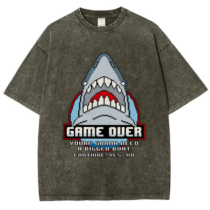 Game Over Shark Vintage Distressed T-shirt