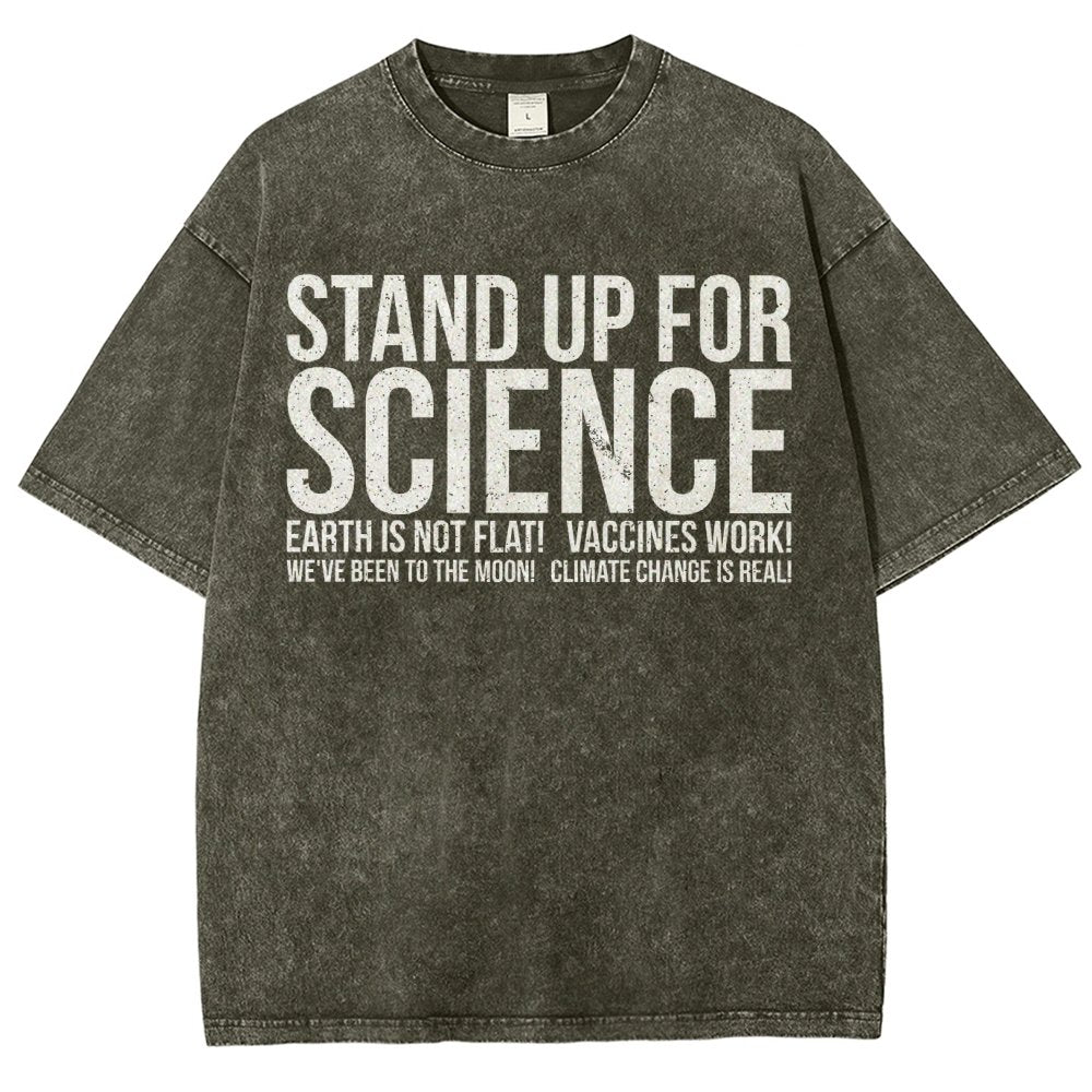 Earth Is Not Flat Stand Up For Science Vintage Distressed T-shirt