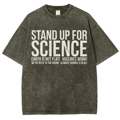Earth Is Not Flat Stand Up For Science Vintage Distressed T-shirt