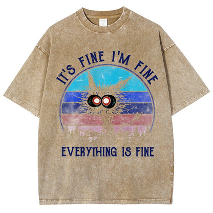 It ‘s Fine I am Fine Everything Is Fine Funny Black cat Vintage Distressed T-shirt