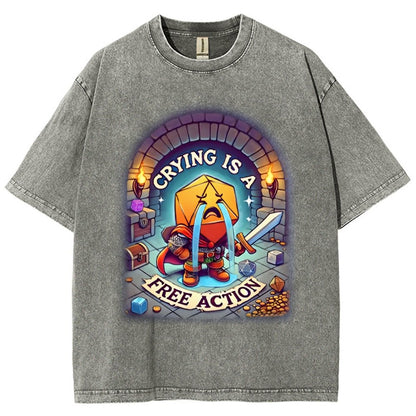 Crying is a Free Action Vintage Distressed T-shirt