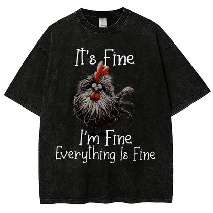 It's Fine，Funny Chick Vintage Distressed T-shirt